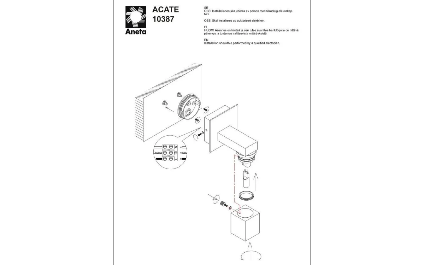 Badrumslampor Vägg-Aneta Acate Vägglampa Aluminium IP44