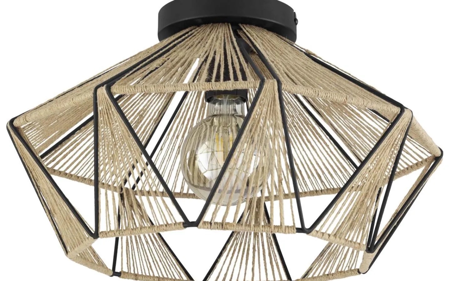 Plafonder < Eglo Adwickle Plafond 44,5cm Jute/Svart