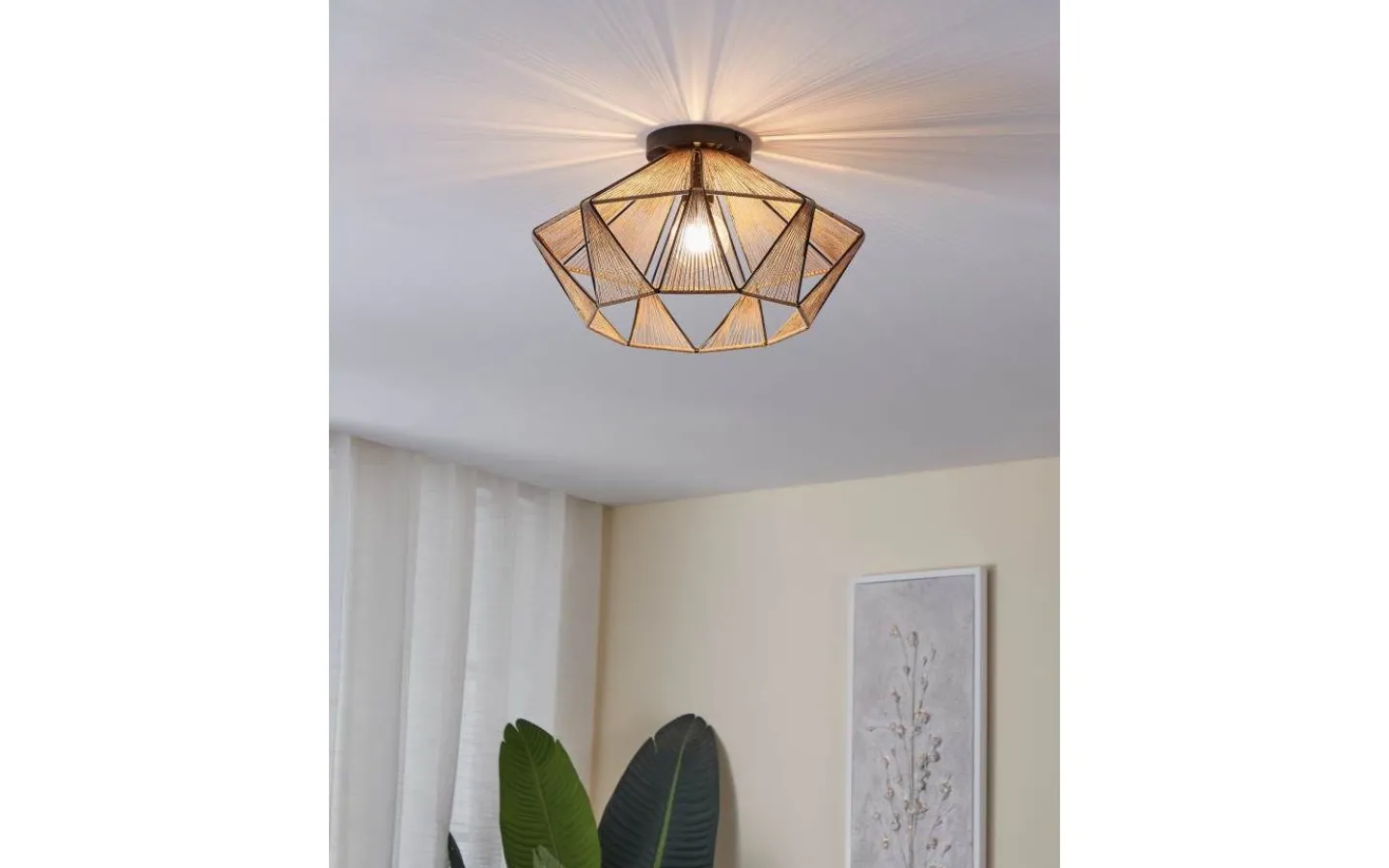 Plafonder < Eglo Adwickle Plafond 44,5cm Jute/Svart