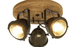 Runda Takspotlights|Takspot Med 3 Lampor-Aneta Alaska Takspotlight 31cm Järngrå/Trä