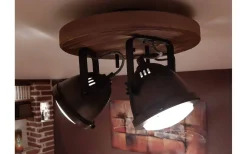 Runda Takspotlights|Takspot Med 3 Lampor-Aneta Alaska Takspotlight 31cm Järngrå/Trä