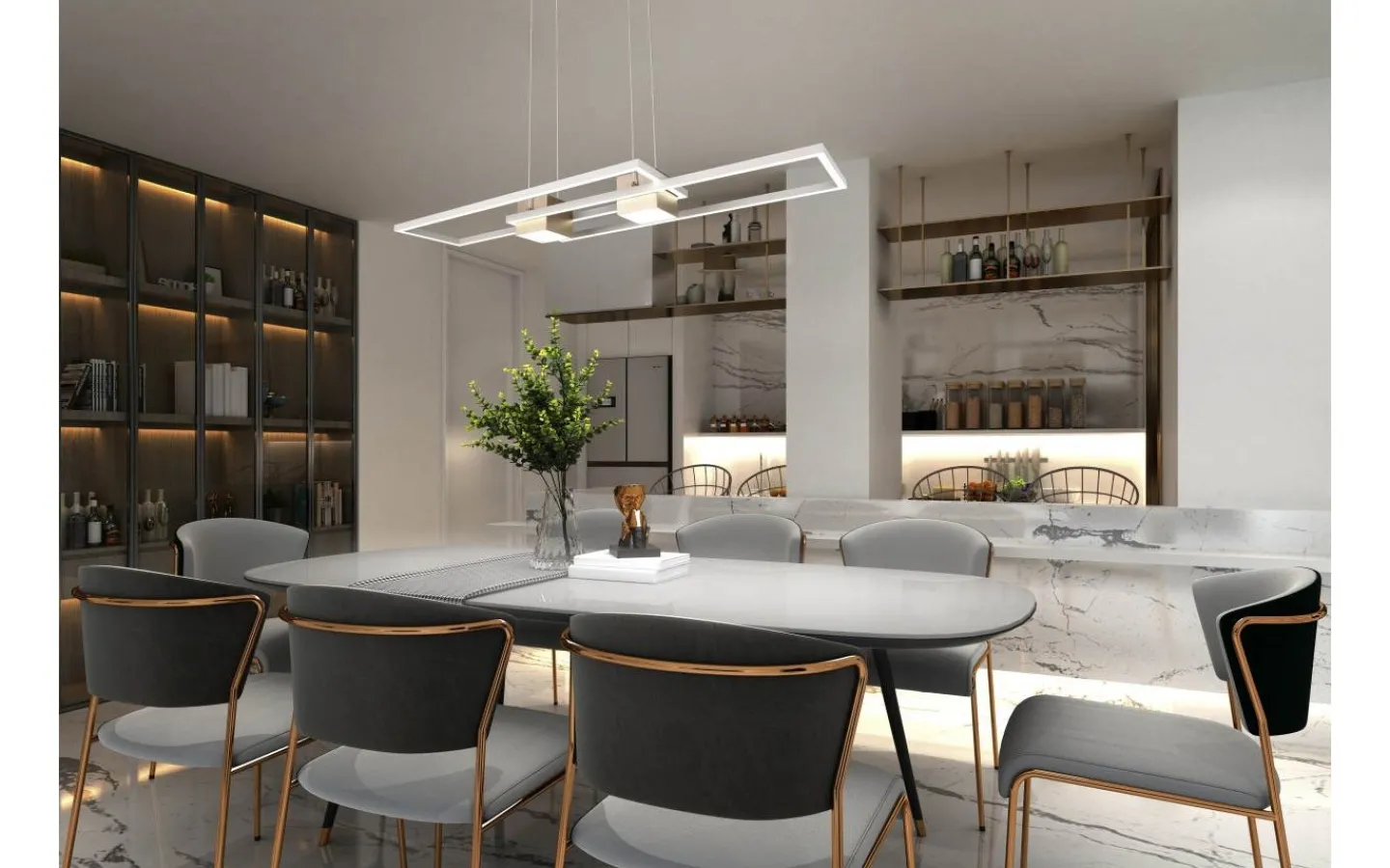 Avlånga Taklampor-Trio Lighting Albany Taklampa LED kaffebrun