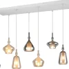 Avlånga Taklampor < Trio Lighting Aldea Takpendel 8 st 115cm E14 bärnsten/förkromad