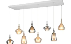 Avlånga Taklampor < Trio Lighting Aldea Takpendel 8 st 115cm E14 bärnsten/förkromad