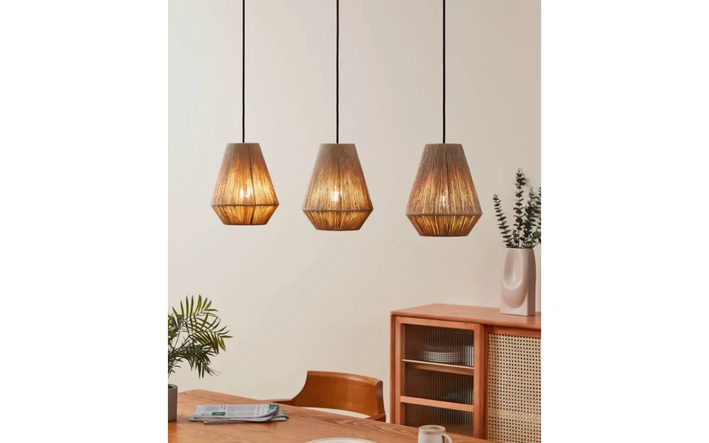 Avlånga Taklampor < Eglo Alderney Taklampa 90cm Svart/Natur