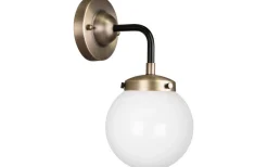 Badrum|Hall & Trappa < Globen Lighting Alley 1 Vägglampa IP44 30cm E27 Antikmässing/Vit