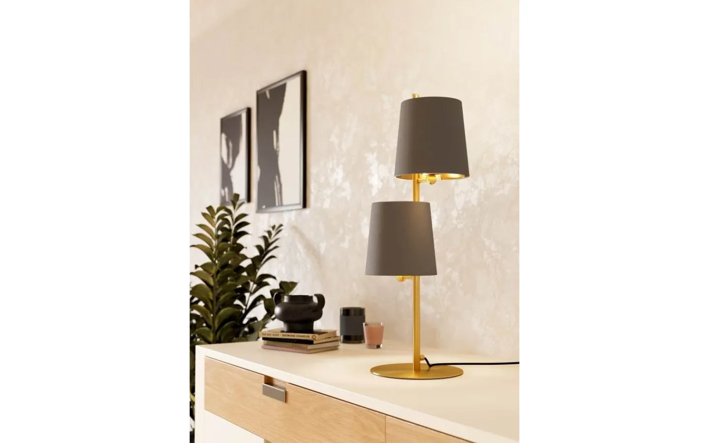 Bordslampor < Eglo Almeida 2 Bordslampa 61cm Borstad Mässing