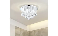 Badrumslampor Tak < Eglo Almonte Kristallplafond 50cm G9 LED 3000K 8x3W Krom IP44