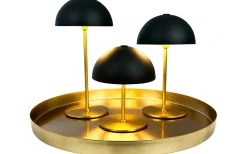 Uppladdningsbara Lampor Inomhus < Dyberg Larsen Along Uppladdningsbar Bordslampa 12/20cm 3 styck + Bricka Svart/Mässing