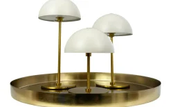 Uppladdningsbara Lampor Inomhus < Dyberg Larsen Along Uppladdningsbar Bordslampa 12/20cm 3 styck + Bricka Beige/Mässing