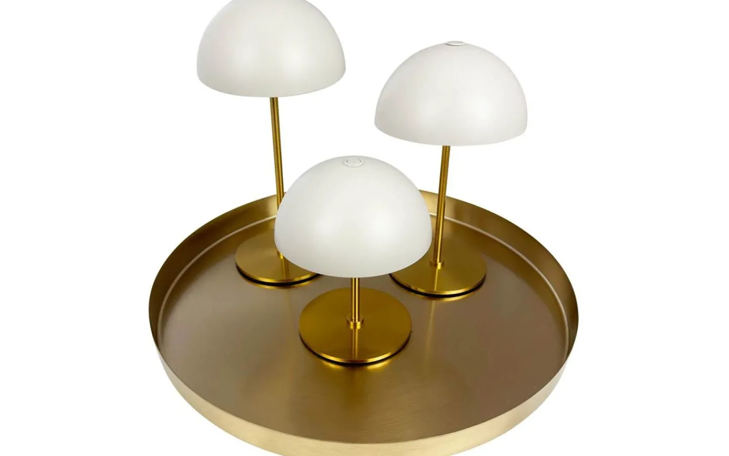 Uppladdningsbara Lampor Inomhus < Dyberg Larsen Along Uppladdningsbar Bordslampa 12/20cm 3 styck + Bricka Beige/Mässing
