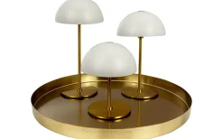 Uppladdningsbara Lampor Inomhus < Dyberg Larsen Along Uppladdningsbar Bordslampa 12/20cm 3 styck + Bricka Beige/Mässing