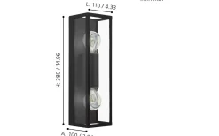 Badrumslampor Vägg-Eglo Amezola 2L Vägglampa Svart IP44