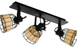 Takspot Med 3 Lampor-Eglo Anwick Takspotlight 67cm 3L Svart/Natur