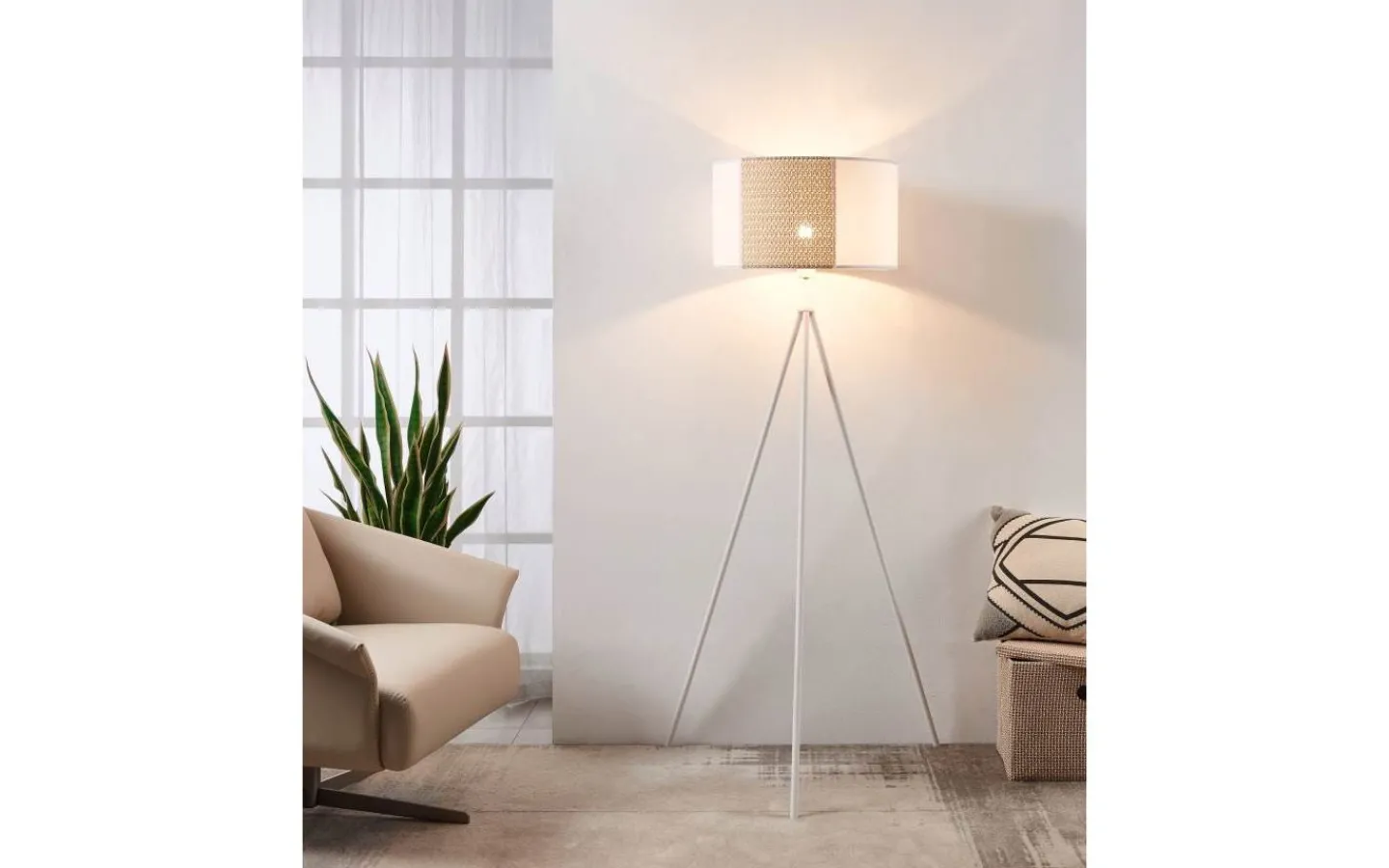 Golvlampor-Eglo Arnhem Golvlampa 151cm Vit/Beige