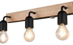Badrumslampor Vägg-Trio Lighting Arturo H2O Vägglampa 3-delad E27 trä/matt svart IP44