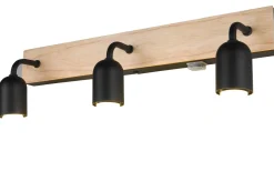 Badrumslampor Vägg-Trio Lighting Arturo H2O Vägglampa 3-delad E27 trä/matt svart IP44