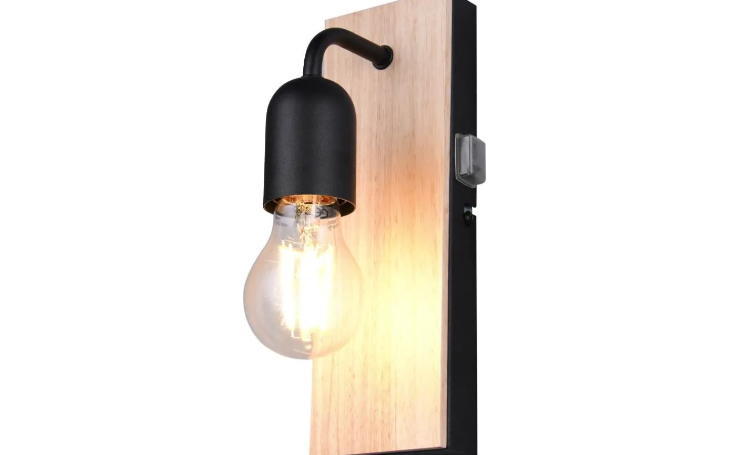 Badrumslampor Vägg-Trio Lighting Arturo H2O Vägglampa 1-del E27 trä/matt svart IP44