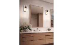 Badrumslampor Vägg-Trio Lighting Arturo H2O Vägglampa 1-del E27 trä/matt svart IP44