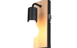 Badrumslampor Vägg-Trio Lighting Arturo H2O Vägglampa 1-del E27 trä/matt svart IP44