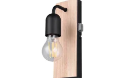 Badrumslampor Vägg-Trio Lighting Arturo H2O Vägglampa 1-del E27 trä/matt svart IP44