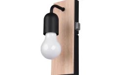 Badrumslampor Vägg-Trio Lighting Arturo H2O Vägglampa 1-del E27 trä/matt svart IP44