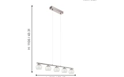 Avlånga Taklampor < Eglo Ascolese Taklampa 90cm LED 3000K 5x3,3W Nickel