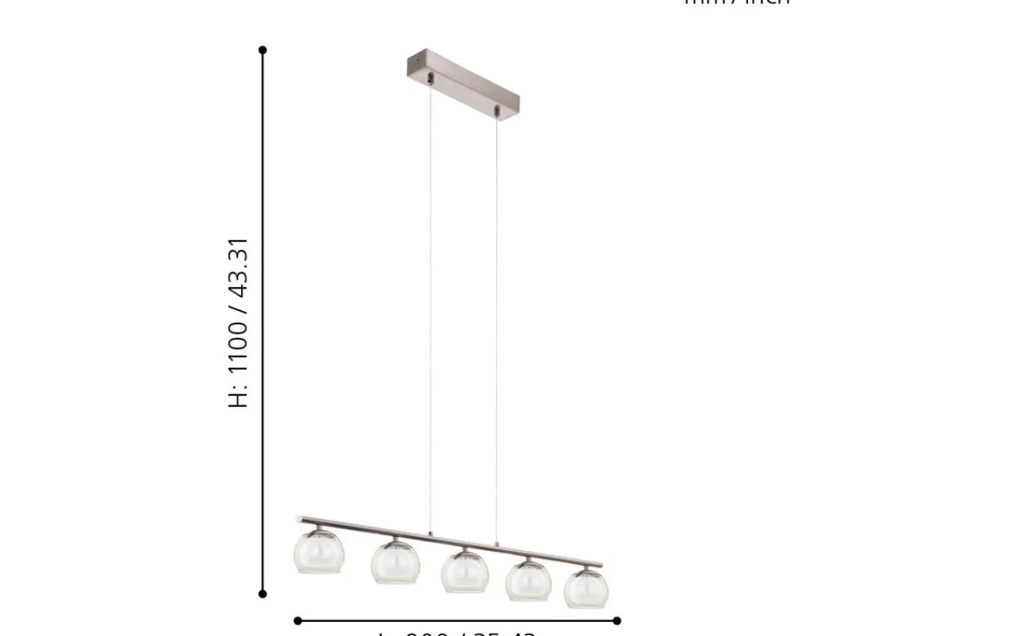 Avlånga Taklampor < Eglo Ascolese Taklampa 90cm LED 3000K 5x3,3W Nickel