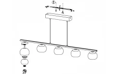 Avlånga Taklampor < Eglo Ascolese Taklampa 90cm LED 3000K 5x3,3W Nickel