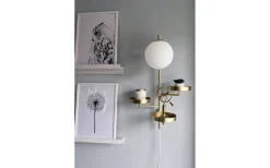 Vardagsrum|Lampetter-Globen Lighting Astoria Vägglampa 62cm G9 Borstad Mässing