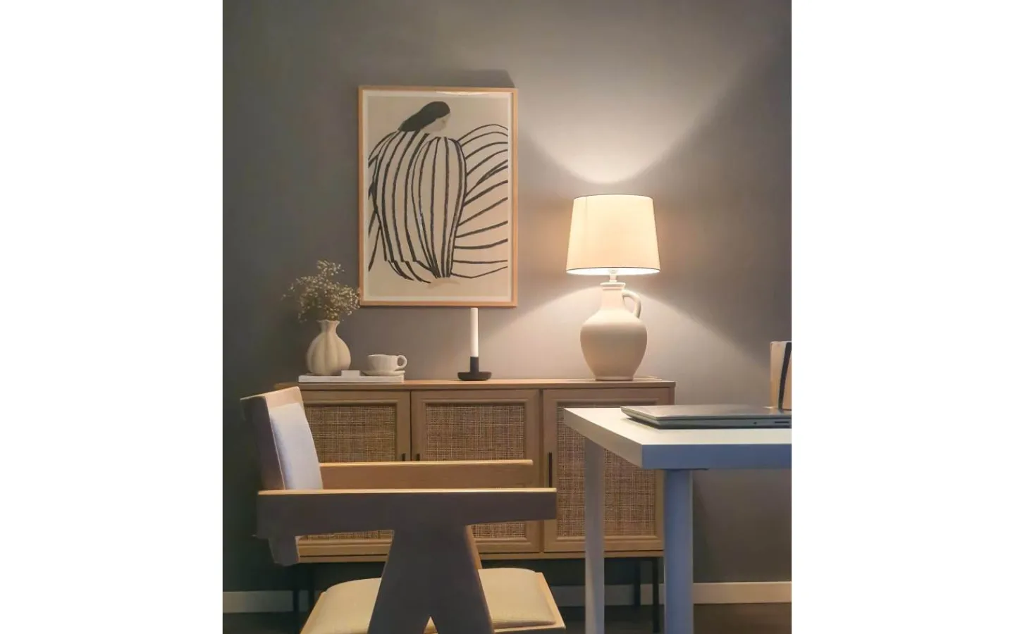 Bordslampor < Aneta Athena Bordslampa 58cm Naturvit