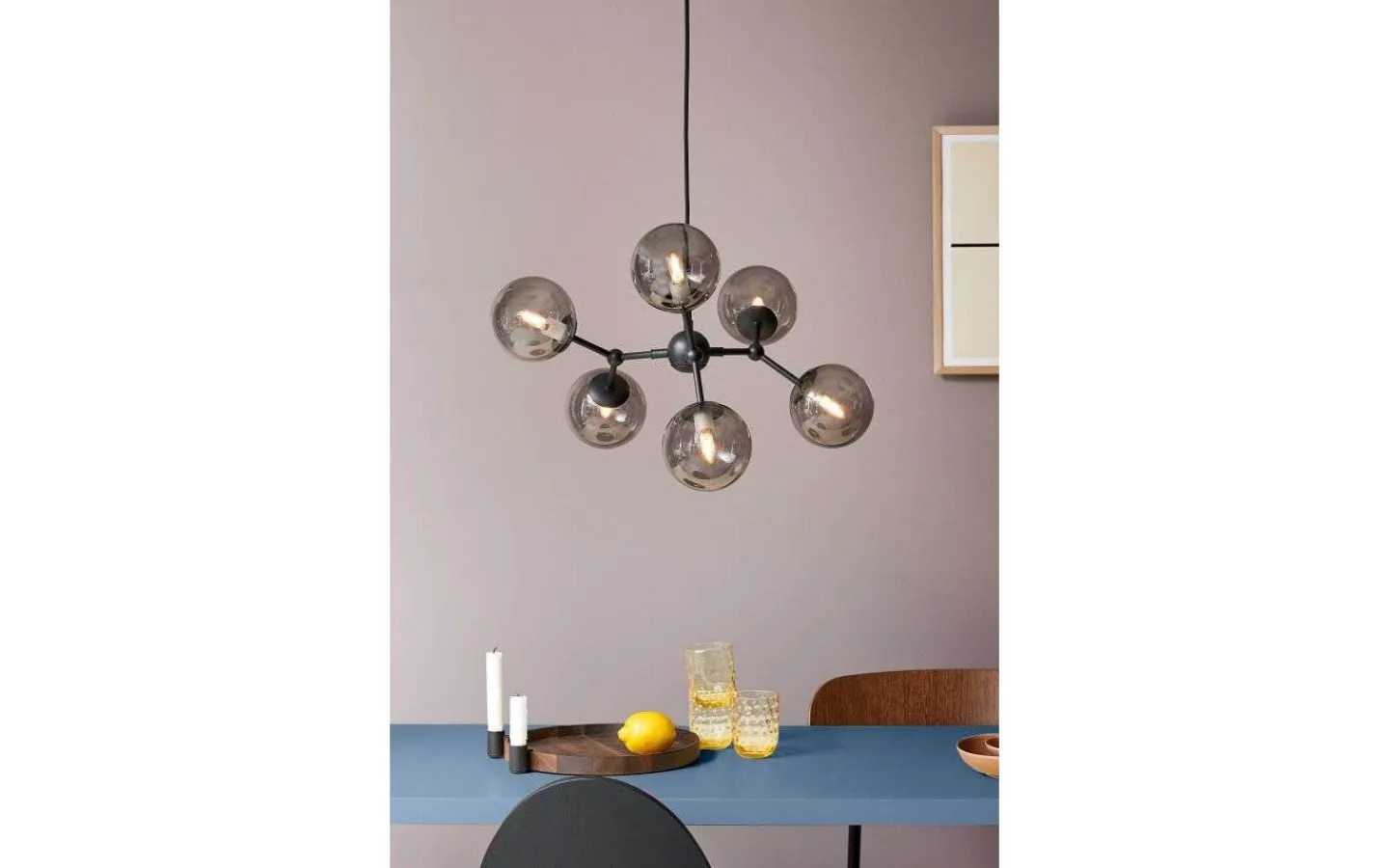Stora Taklampor Ø50-69 Cm-Halo Design Atom Taklampa 57cm Svart/Smoke