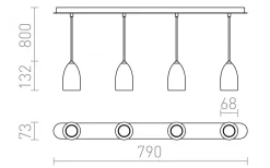Avlånga Taklampor-Rendl Babades Taklampa 79cm Krom