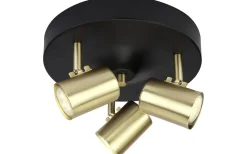 Runda Takspotlights|Takspot Med 3 Lampor < Aneta Balder Takspotlight 25cm Svart/Matt Mässing