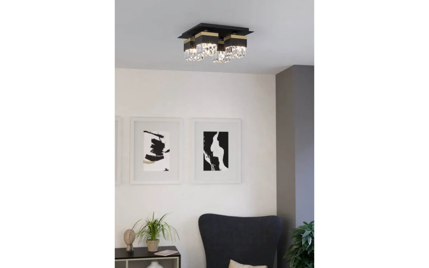 Plafonder < Eglo Barrancas Plafond 38cm Svart/Kristall