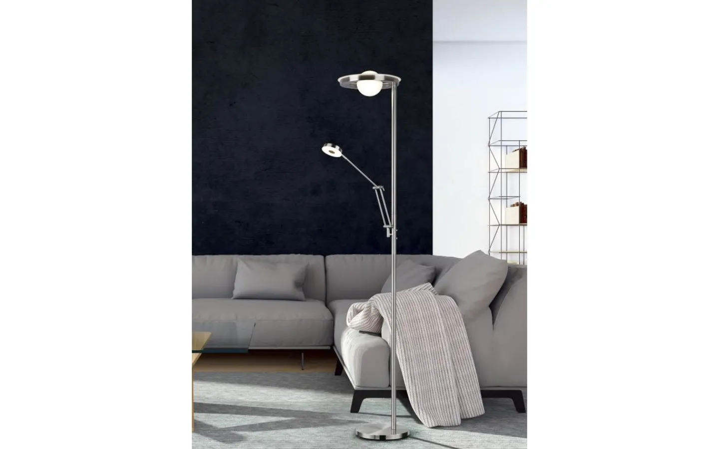 Uplight|Golvläslampor < Trio Lighting Barrie Golvlampa LED i borstat stål