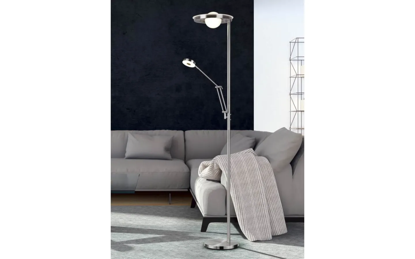 Uplight|Golvläslampor < Trio Lighting Barrie Golvlampa LED i borstat stål