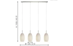 Avlånga Taklampor < Eglo Batista Taklampa 102cm Nickel/Vit