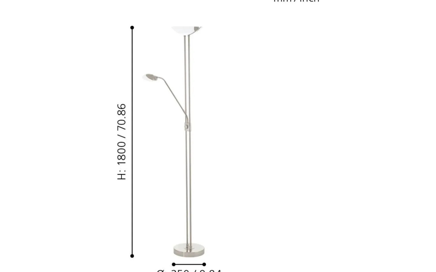 Uplight|Golvläslampor < Eglo Baya Golvlampa 180cm LED 3000K 2,5+20W Matt Nickel