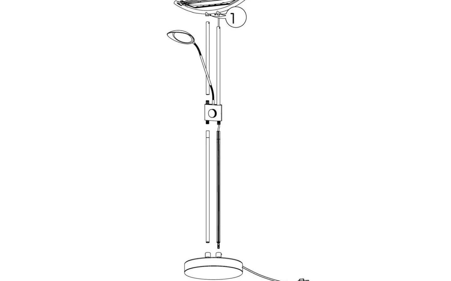 Uplight|Golvläslampor < Eglo Baya Golvlampa 180cm LED 3000K 2,5+20W Matt Nickel