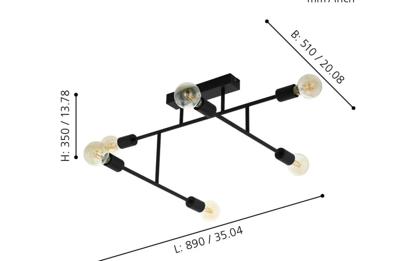 Plafonder < Eglo Belsiana Plafond 89cm Svart