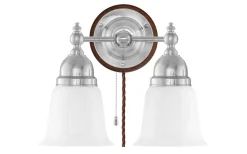 Lampetter-Karlskrona Lampfabrik Bergman - Förnicklad / Brytare / Brunt fäste