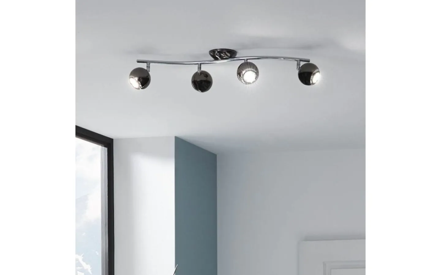 Avlånga Takspotlights|Takspot Med Minst 4 Lampor < Eglo Bimeda Takspotlight 64cm GU10 LED 3000K 4x2,8W Nickel
