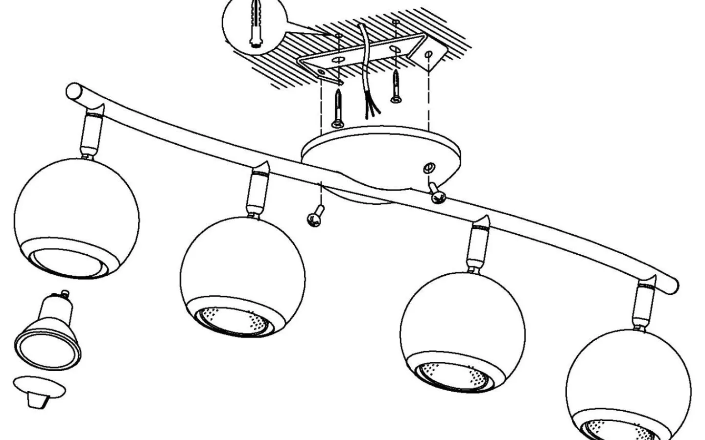 Avlånga Takspotlights|Takspot Med Minst 4 Lampor < Eglo Bimeda Takspotlight 64cm GU10 LED 3000K 4x2,8W Nickel