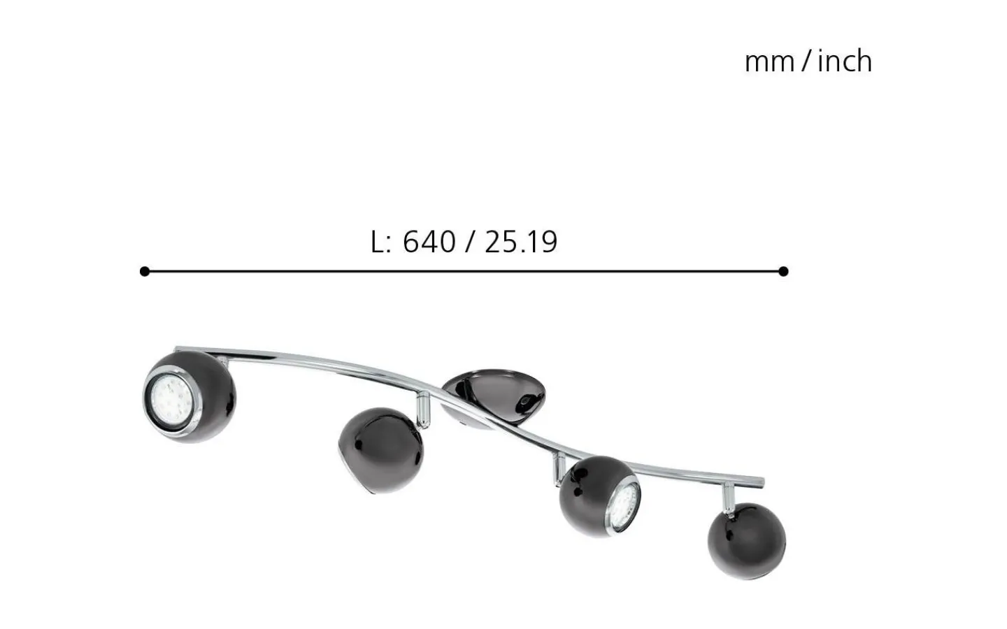 Avlånga Takspotlights|Takspot Med Minst 4 Lampor < Eglo Bimeda Takspotlight 64cm GU10 LED 3000K 4x2,8W Nickel