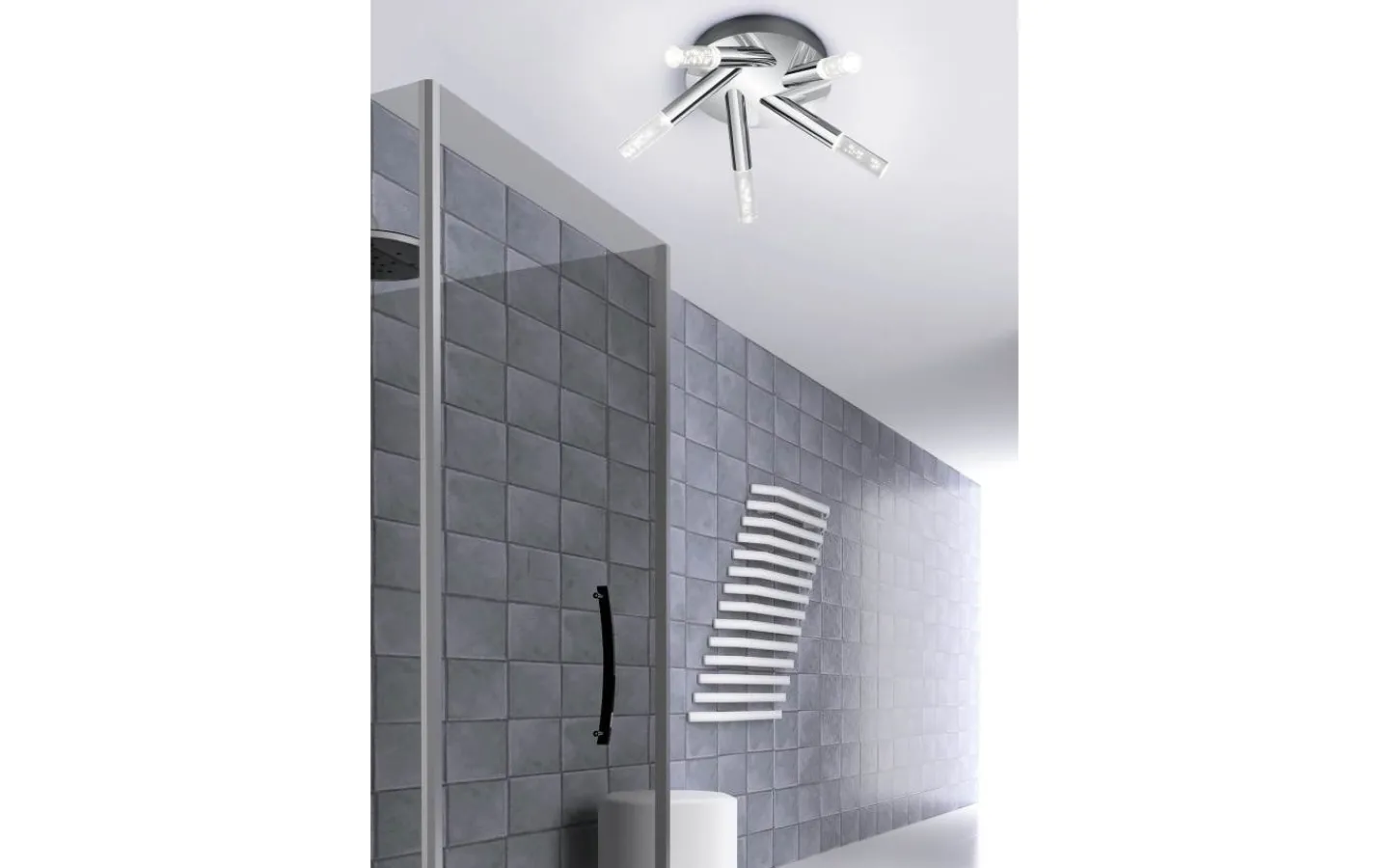 Badrumslampor Tak-Trio Lighting Bolsa H2O Plafond LED rund krom/bubbelglas IP44