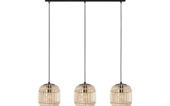 Avlånga Taklampor-Eglo Bordesley Taklampa 91cm 3L Svart/Natur