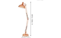 Golvläslampor-Eglo Borgillio Golvlampa 190cm Koppar