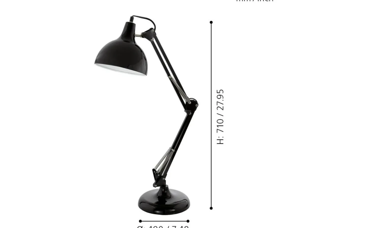 Skrivbordslampor-Eglo Borgillio Skrivbordslampa 71cm Svart