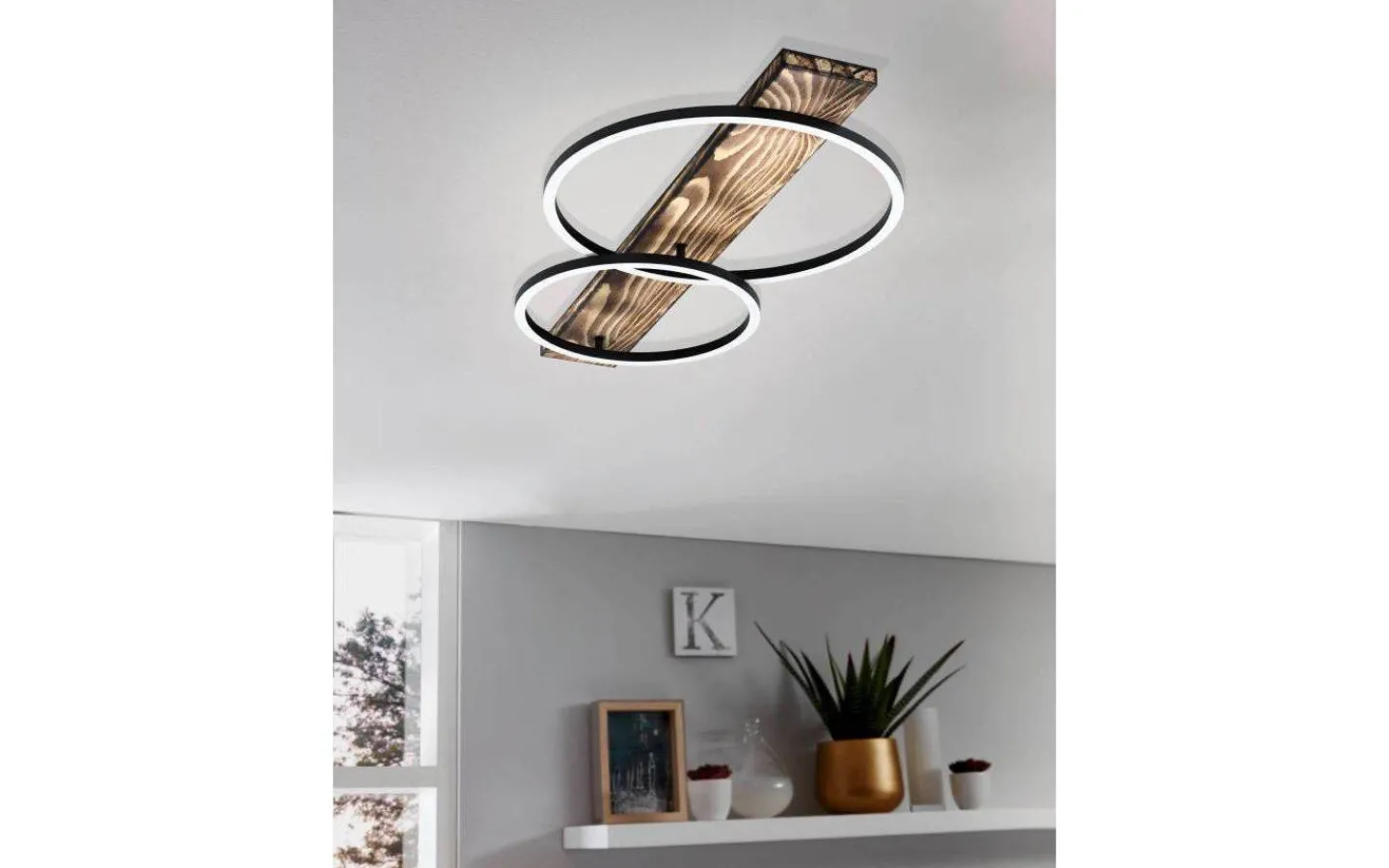 Plafonder < Eglo Boya Plafond 78cm 2L LED 24W 3000K Rustik